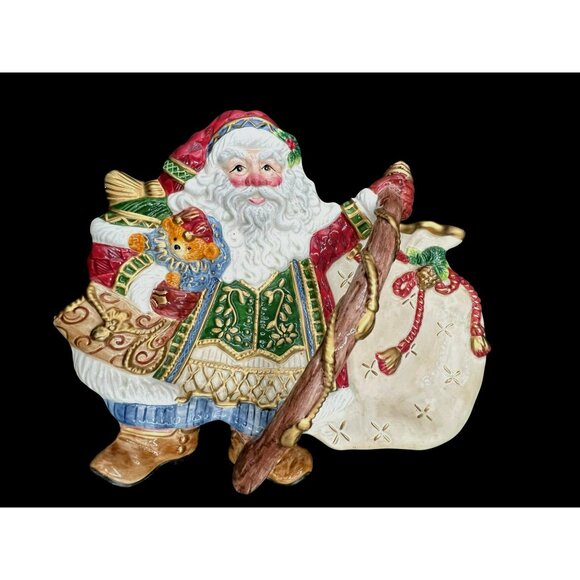 Fitz and Floyd Jolly Ole St. Nick Handled Santa Clause Serving Platter Tray 12 x - Picture 4 of 10